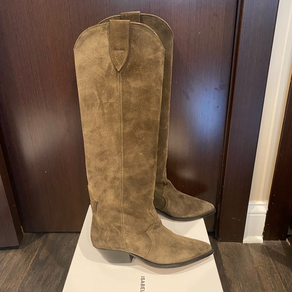 ISABEL MARANT Denvee 50mm Knee High Suede Boots in Khaki